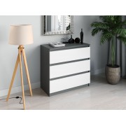 Комод Т-214  Колір корпусу Антрацит, Колір фасадів Білий